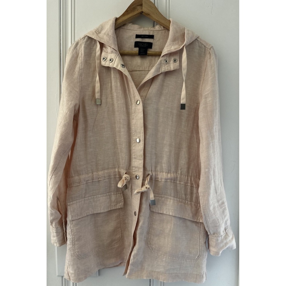Rachel Roy Linen Jacket XS Neutral Minimalist Clean Girl Aesthetic Quiet Luxury